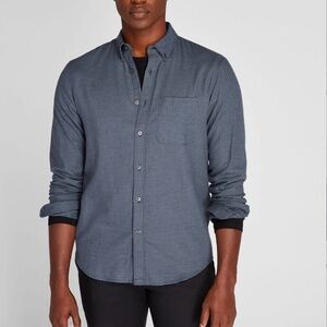 Long Sleeve Houndstooth Flannel Shirt - New With Tags - NEVER WORN - Navy